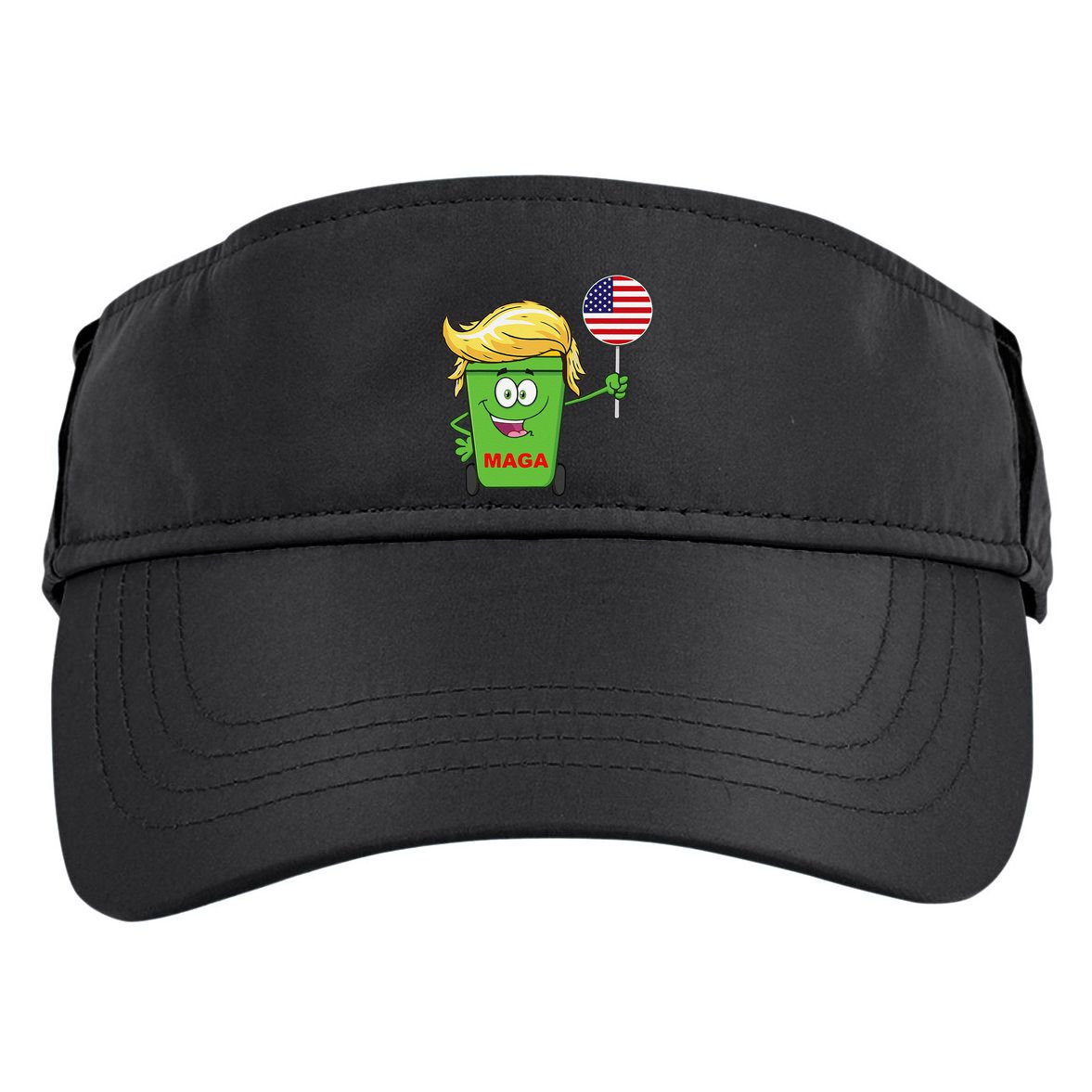 Funny Trump Maga Cartoon Garbage Can American Flag Adult Drive Performance Visor