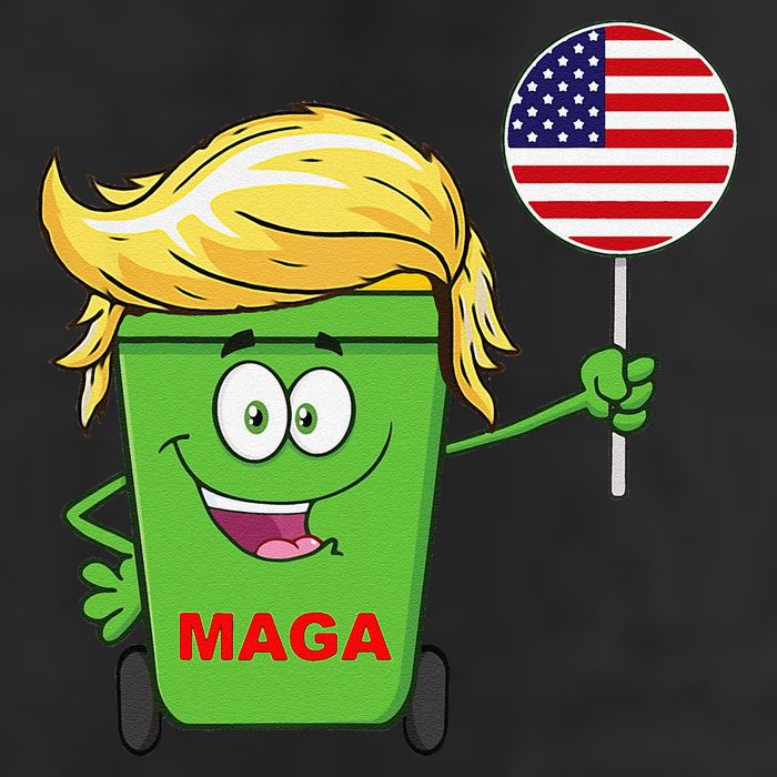 Funny Trump Maga Cartoon Garbage Can American Flag 11oz C Handle Ceramic Mug