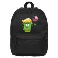 Funny Trump Maga Cartoon Garbage Can American Flag 16 in Basic Backpack