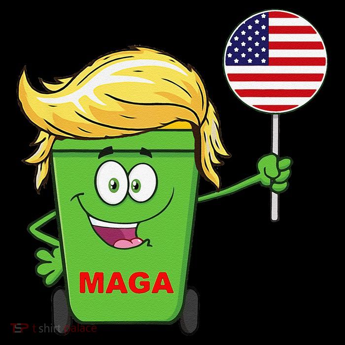 Funny Trump Maga Cartoon Garbage Can American Flag 16 in Basic Backpack