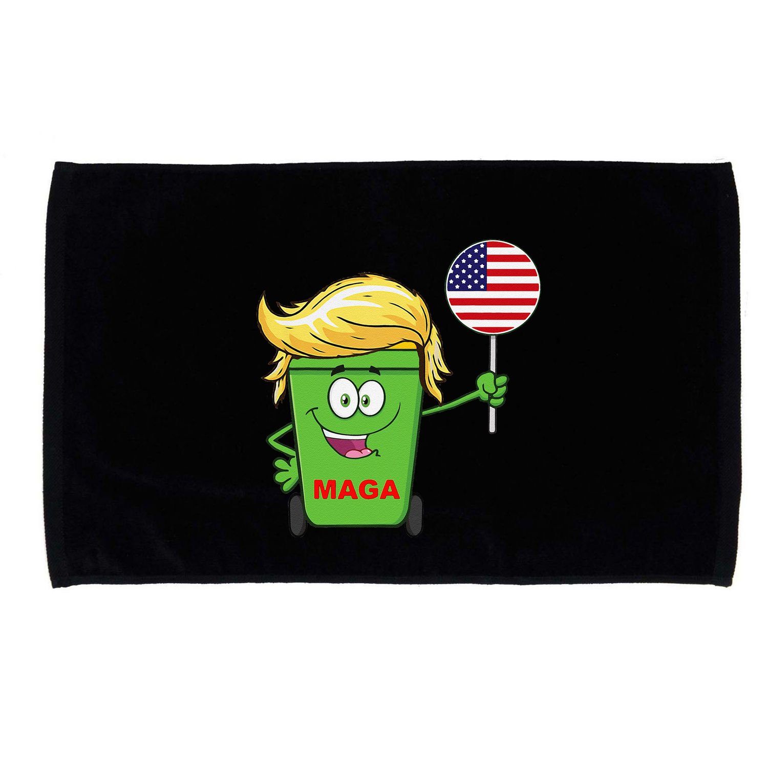 Funny Trump Maga Cartoon Garbage Can American Flag Microfiber Hand Towel