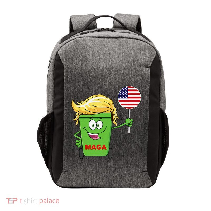 Funny Trump Maga Cartoon Garbage Can American Flag Vector Backpack