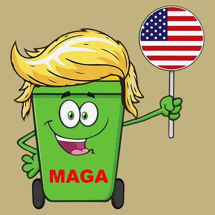 Funny Trump Maga Cartoon Garbage Can American Flag Cooling Performance Crew T-Shirt