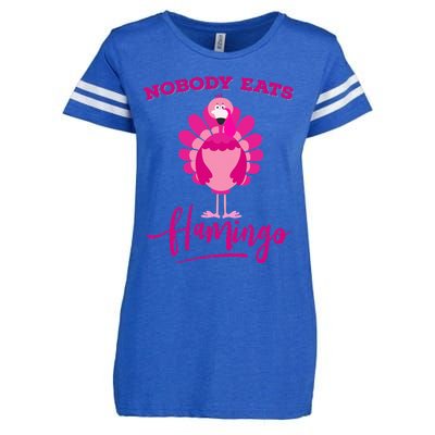 Funny Thanksgiving  Nobody Eats Flamingo Turkey Face Enza Ladies Jersey Football T-Shirt