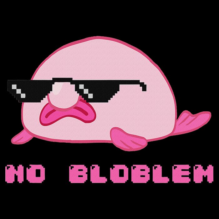 Funny Thug No Bloblem Pun Blobfish Deal With It Button