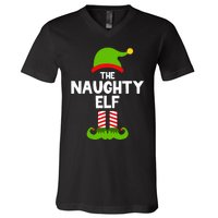 Funny The Naughty Elf Christmas Matching Family Party V-Neck T-Shirt