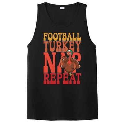 Football Turkey Nap Repeat Thanksgiving Football Lovers Funny Gift PosiCharge Competitor Tank