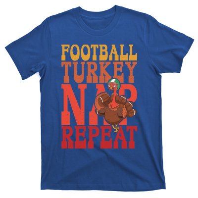 Football Turkey Nap Repeat Thanksgiving Football Lovers Funny Gift T-Shirt