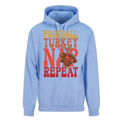 Football Turkey Nap Repeat Thanksgiving Football Lovers Funny Gift Unisex Surf Hoodie