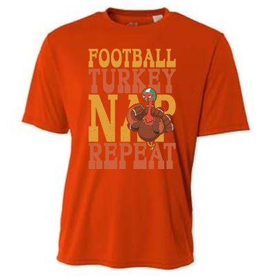 Football Turkey Nap Repeat Thanksgiving Football Lovers Gift Cooling Performance Crew T-Shirt