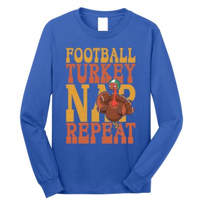 Football Turkey Nap Repeat Thanksgiving Football Lovers Gift Long Sleeve Shirt