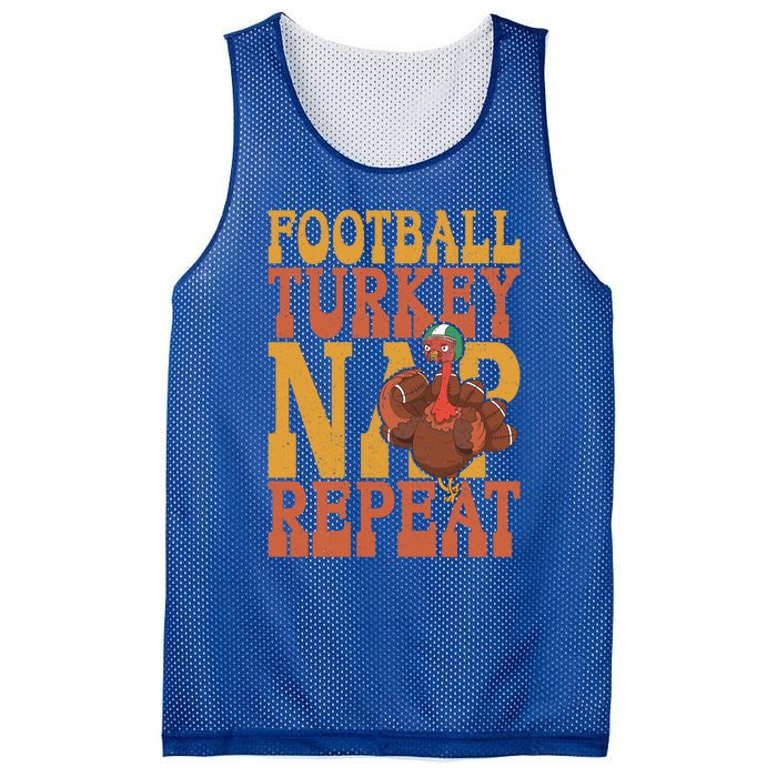 Football Turkey Nap Repeat Thanksgiving Football Lovers Gift Mesh Reversible Basketball Jersey Tank