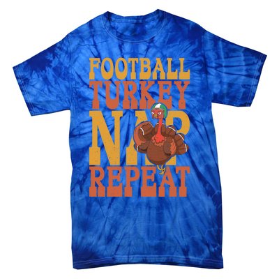 Football Turkey Nap Repeat Thanksgiving Football Lovers Gift Tie-Dye T-Shirt