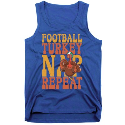 Football Turkey Nap Repeat Thanksgiving Football Lovers Gift Tank Top