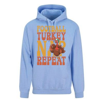 Football Turkey Nap Repeat Thanksgiving Football Lovers Gift Unisex Surf Hoodie