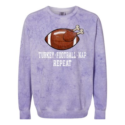 Football Turkey Nap Thanksgiving Colorblast Crewneck Sweatshirt