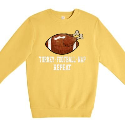 Football Turkey Nap Thanksgiving Premium Crewneck Sweatshirt