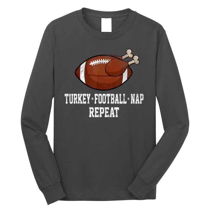 Football Turkey Nap Thanksgiving Long Sleeve Shirt