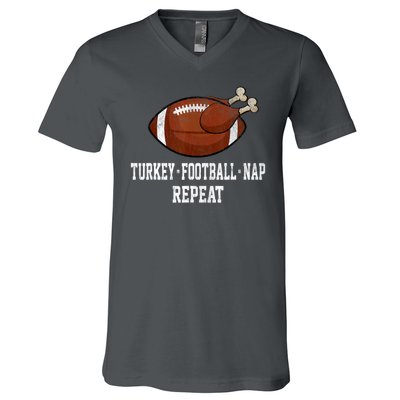 Football Turkey Nap Thanksgiving V-Neck T-Shirt