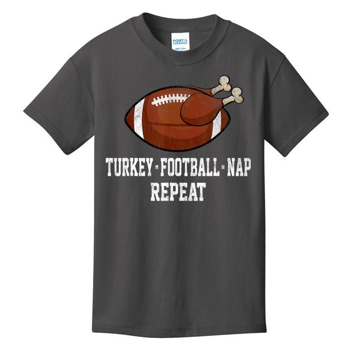 Football Turkey Nap Thanksgiving Kids T-Shirt