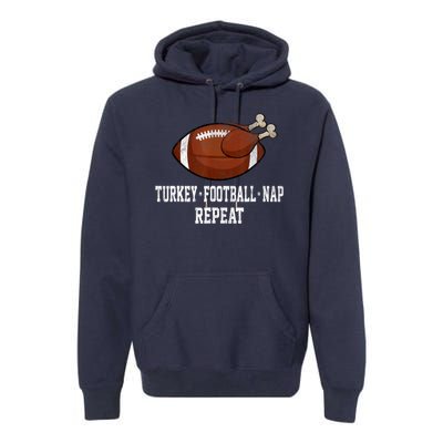 Football Turkey Nap Thanksgiving Premium Hoodie