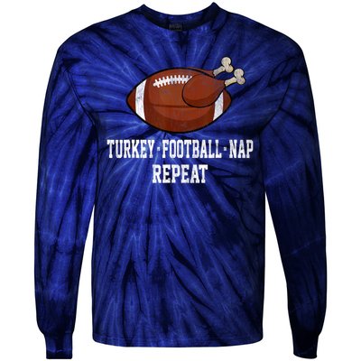 Football Turkey Nap Thanksgiving Tie-Dye Long Sleeve Shirt