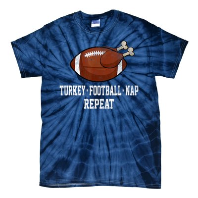 Football Turkey Nap Thanksgiving Tie-Dye T-Shirt