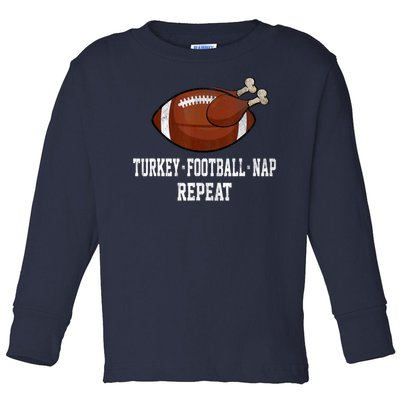 Football Turkey Nap Thanksgiving Toddler Long Sleeve Shirt