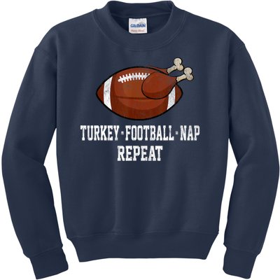 Football Turkey Nap Thanksgiving Kids Sweatshirt