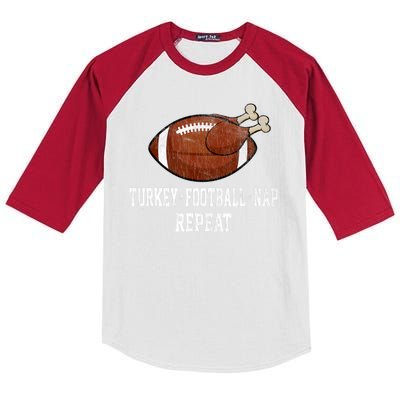 Football Turkey Nap Thanksgiving Kids Colorblock Raglan Jersey