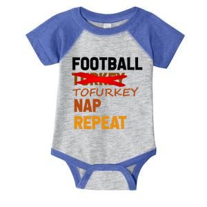 Football Tofurkey Nap Repeat Vegan Thanksgiving Funny Gift Infant Baby Jersey Bodysuit