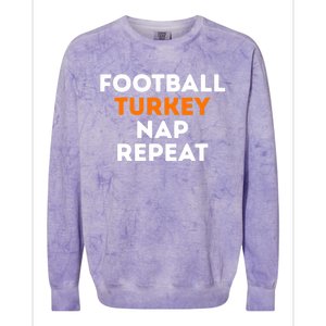 Football Turkey Nap Repeat Thanksgiving Colorblast Crewneck Sweatshirt