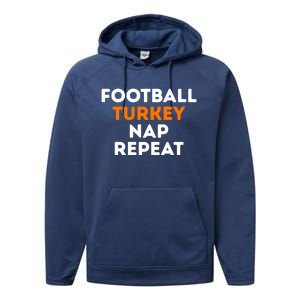 Football Turkey Nap Repeat Thanksgiving Performance Fleece Hoodie