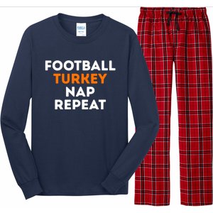 Football Turkey Nap Repeat Thanksgiving Long Sleeve Pajama Set