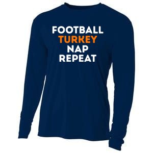 Football Turkey Nap Repeat Thanksgiving Cooling Performance Long Sleeve Crew