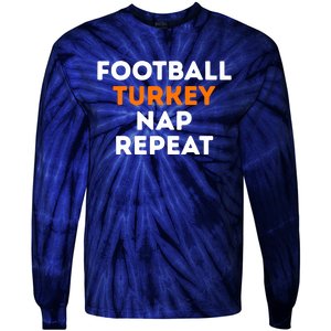 Football Turkey Nap Repeat Thanksgiving Tie-Dye Long Sleeve Shirt