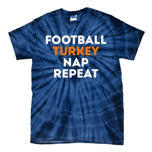 Football Turkey Nap Repeat Thanksgiving Tie-Dye T-Shirt