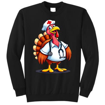 Funny Turkey Nurse Cartoon Thanksgiving Nurses Sweatshirt