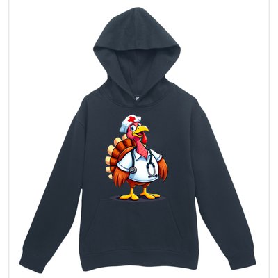 Funny Turkey Nurse Cartoon Thanksgiving Nurses Urban Pullover Hoodie