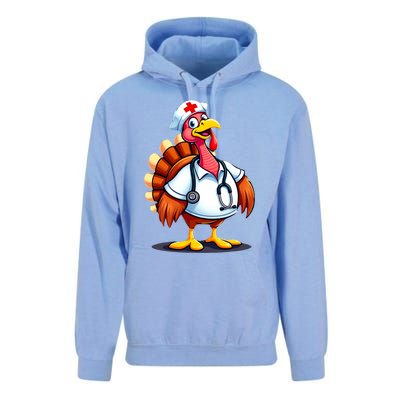 Funny Turkey Nurse Cartoon Thanksgiving Nurses Unisex Surf Hoodie