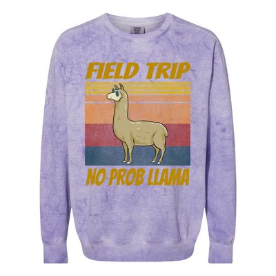 Field Trip No Prob Llama Funny Gift Field Day Vibes Teachers Students Gift Colorblast Crewneck Sweatshirt