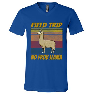 Field Trip No Prob Llama Funny Gift Field Day Vibes Teachers Students Gift V-Neck T-Shirt