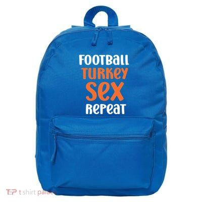 Football Turkey Nap Repeat Funny Thanksgiving Gift 16 in Basic Backpack