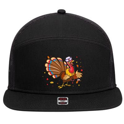 Funny Turkey Nurse Nursing Thanksgiving Stethoscope Nurse Great Gift 7 Panel Mesh Trucker Snapback Hat