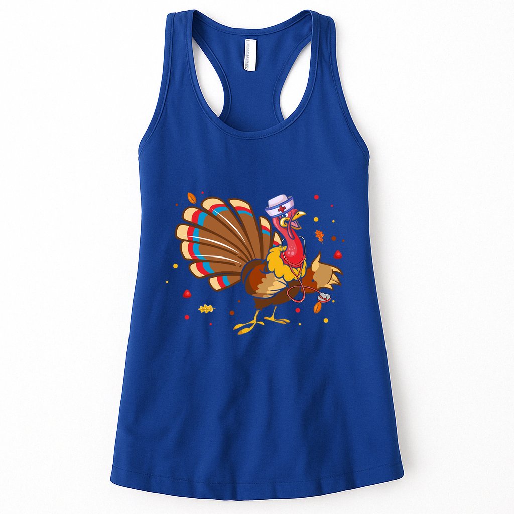 Funny Turkey Nurse Nursing Thanksgiving Stethoscope Nurse Great Gift Womens Tank Top