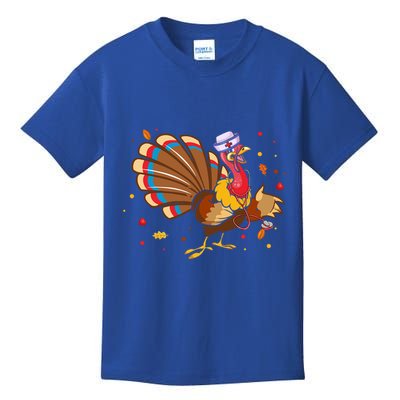 Funny Turkey Nurse Nursing Thanksgiving Stethoscope Nurse Great Gift Kids T-Shirt
