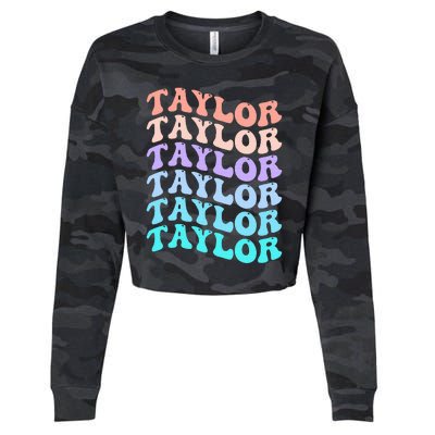 Funny T.aylor name groovy colourful love i love Ts T.aylor Cropped Pullover Crew