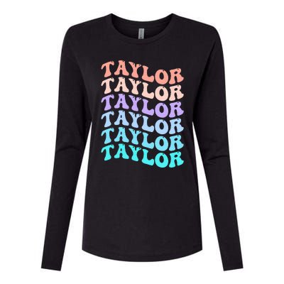 Funny T.aylor name groovy colourful love i love Ts T.aylor Womens Cotton Relaxed Long Sleeve T-Shirt