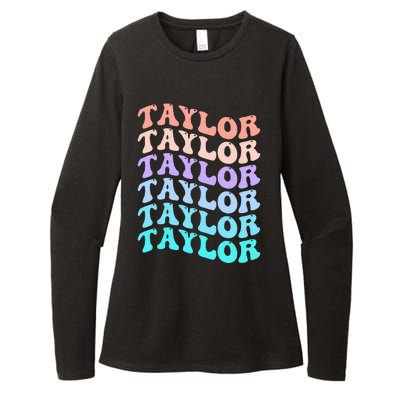 Funny T.aylor name groovy colourful love i love Ts T.aylor Womens CVC Long Sleeve Shirt