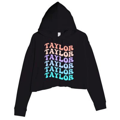 Funny T.aylor name groovy colourful love i love Ts T.aylor Crop Fleece Hoodie